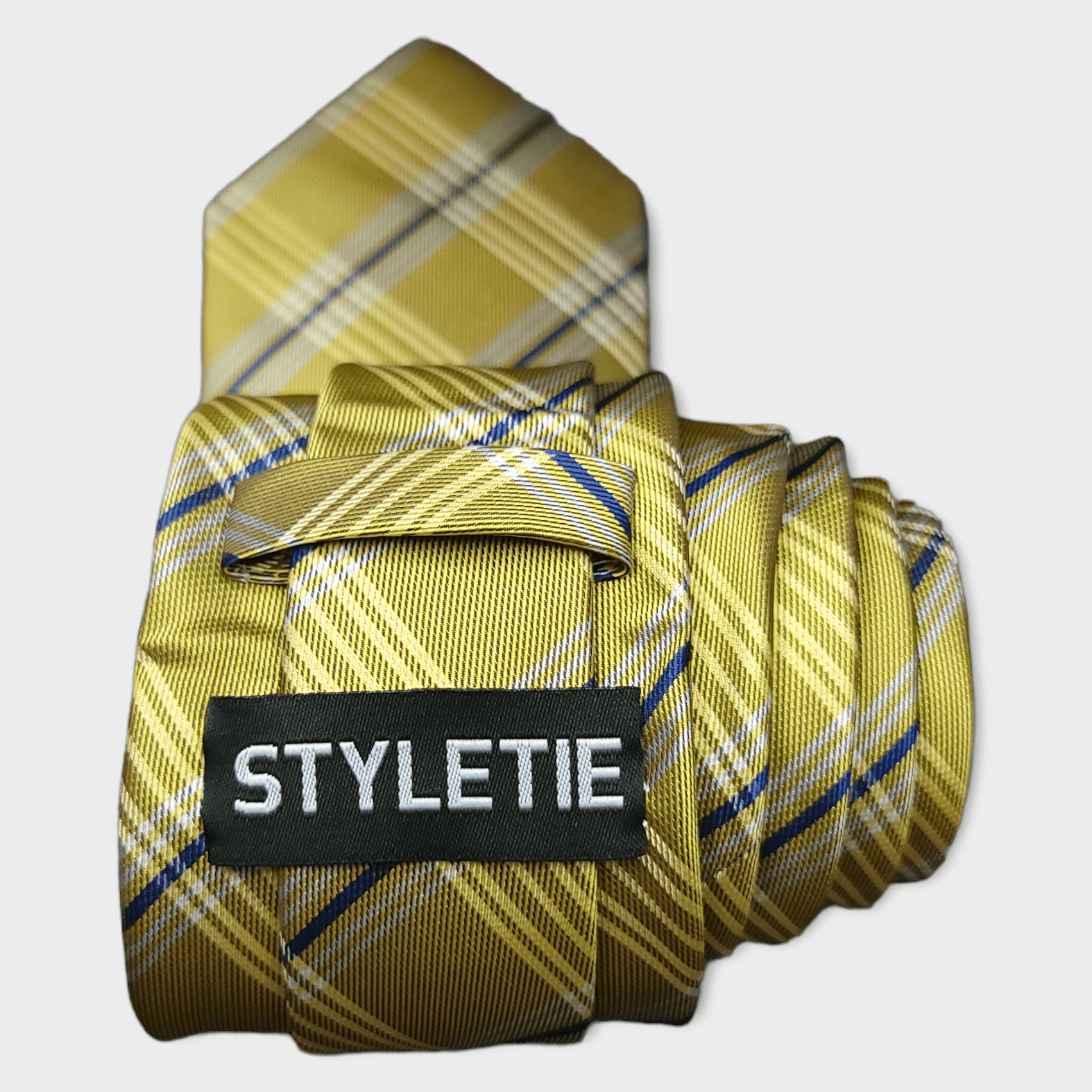 Yellow Black striped Silk Tie Pocket Square Cufflink Set - STYLETIE