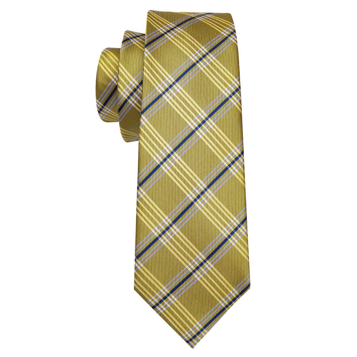 Yellow Black striped Silk Tie Pocket Square Cufflink Set - STYLETIE