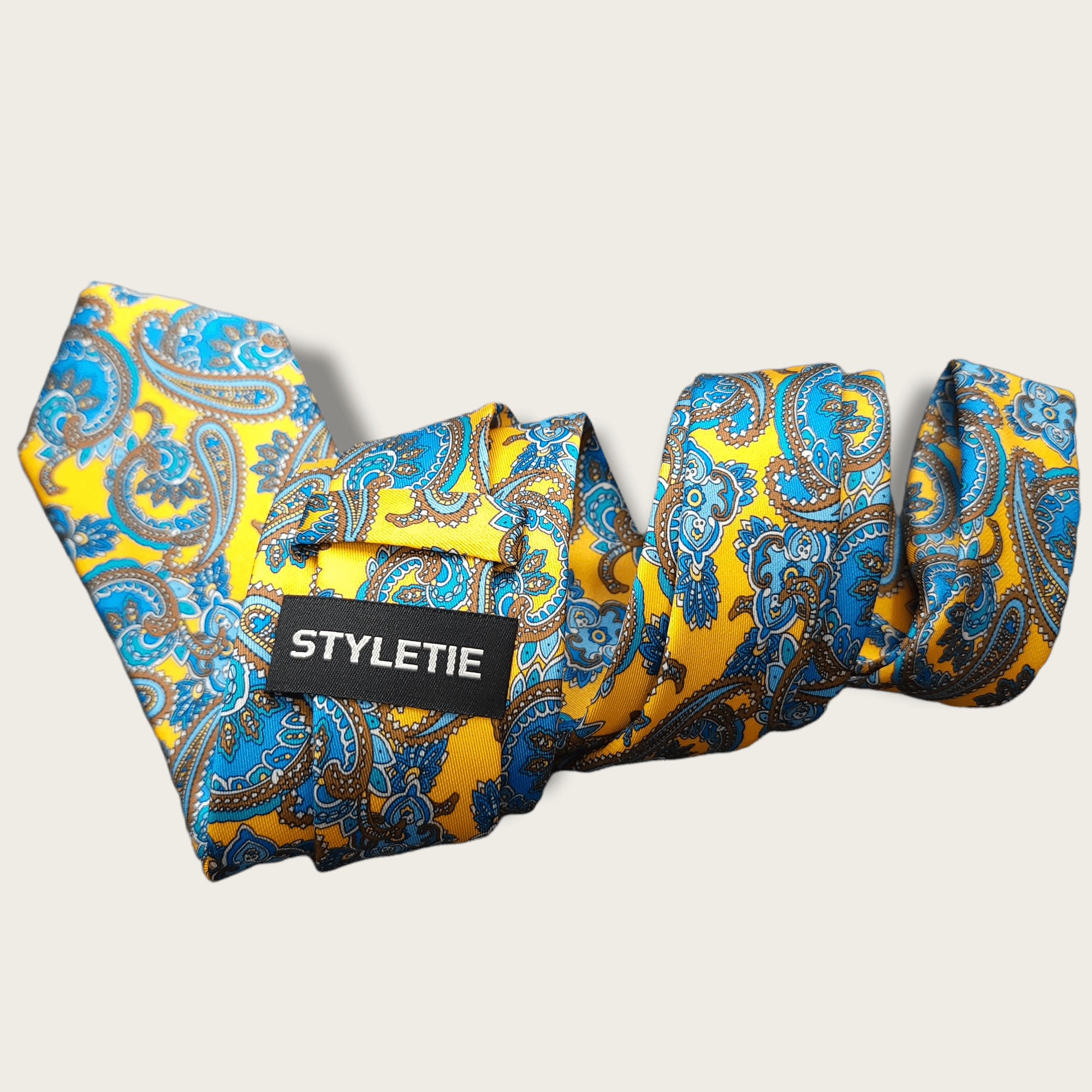 Yellow Blue Paisley Tie - STYLETIE