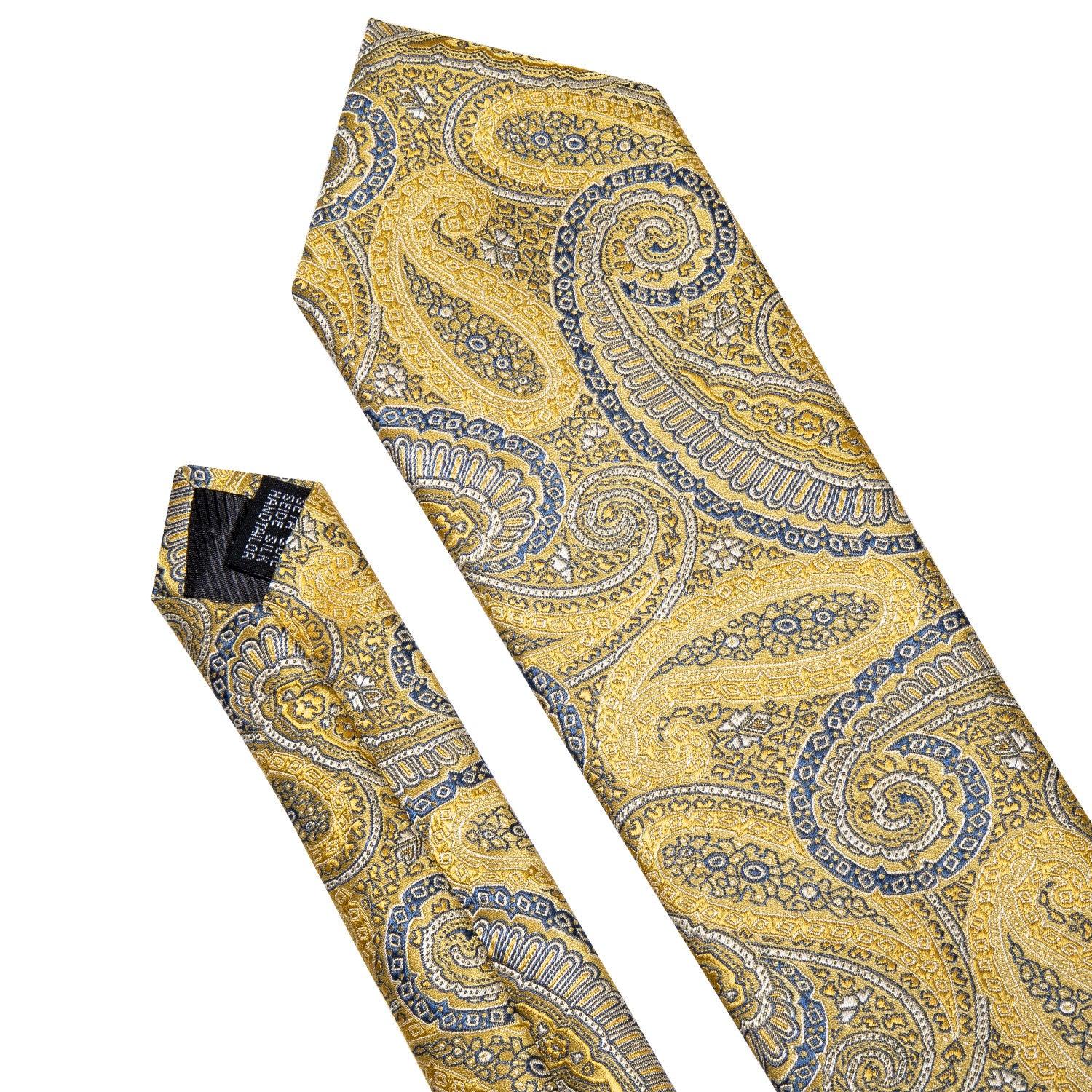 Yellow Silk Tie Pocket Square Cufflinks Set - STYLETIE